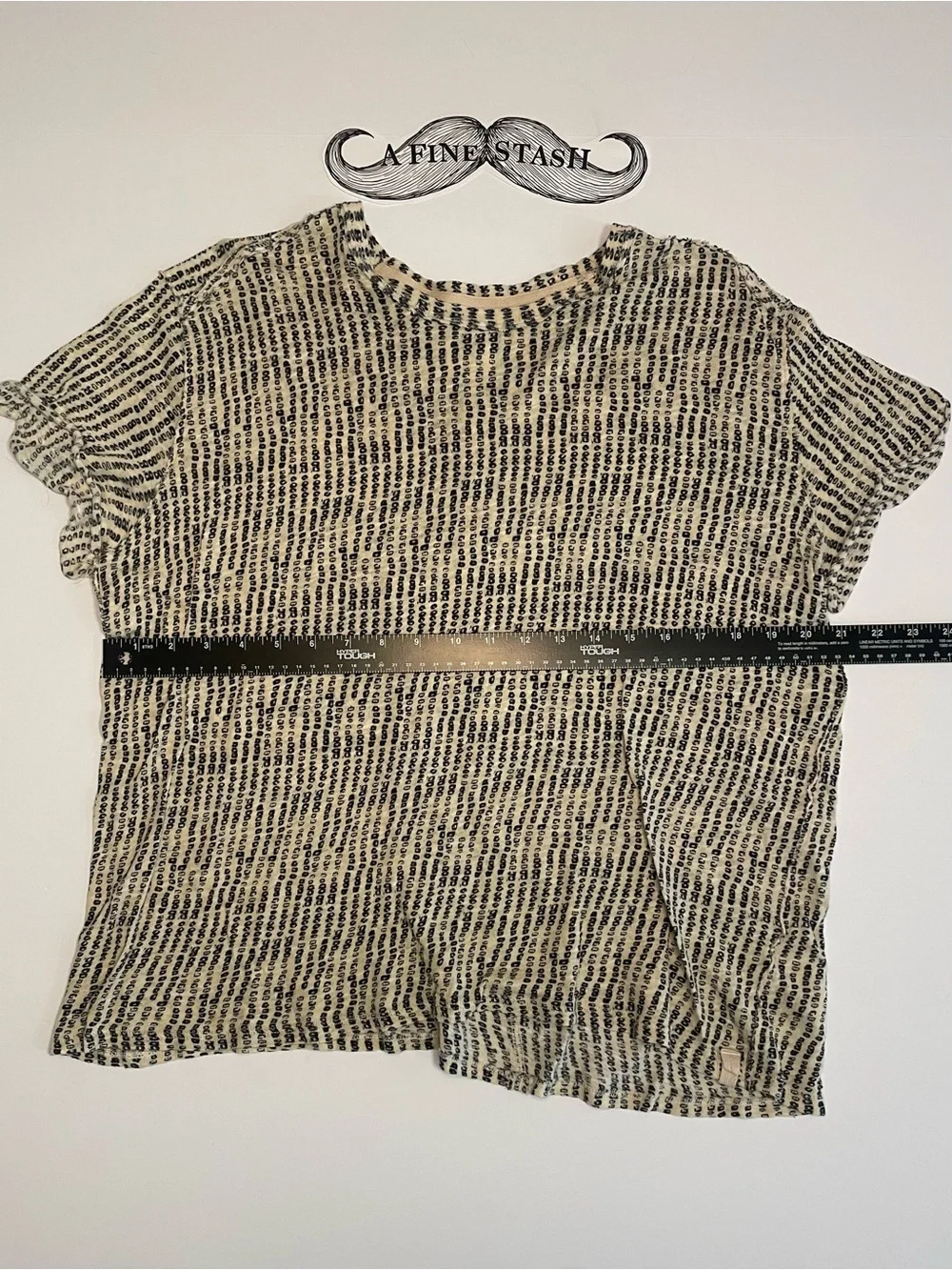 We The Free Bali Backpacker Tee Black Tan Abstract Print Linen XS